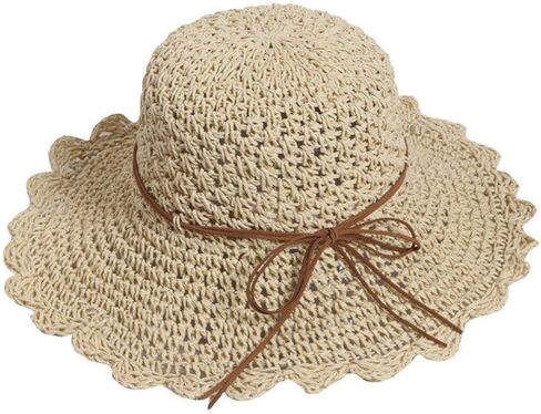 Straw Beach Hats,Beach Hat for Women,Summer Straw Sun Caps Wide Brim Beach Sun Cap Beach Sun Hats for Women/Girl in Saudi Arabia