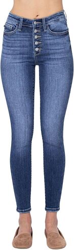 Judy Blue Women's High Waist Button Fly Skinny Jeans 82319 (22) Blue in Saudi Arabia