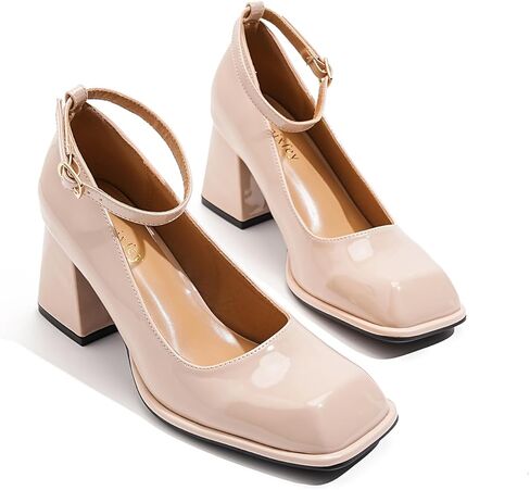 Women's Chunky Heel Pumps Mary Jane Closed Toe Dressy Wedding Shoes in Saudi Arabia