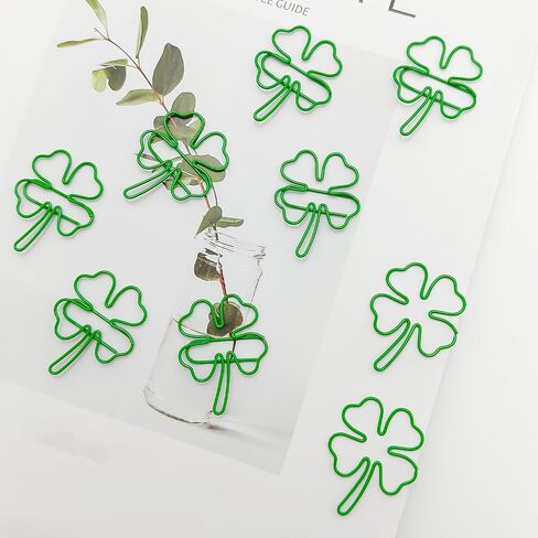 50 Pcs/Pack Four Leaf Clover Paper Clips, Green Lucky Paperclips, Notes Classified Clips for Junk Journal Stationery School Office Supplies in Saudi Arabia