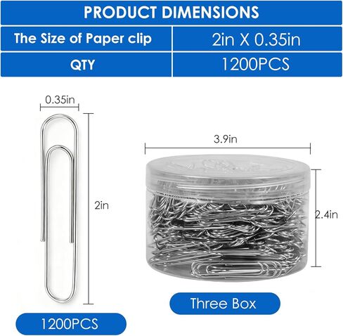 Jumbo Paper Clips, 1200 Pcs Large Paper Clips 2 inch, Silver Smooth Paperclips for Office Supplies in Saudi Arabia