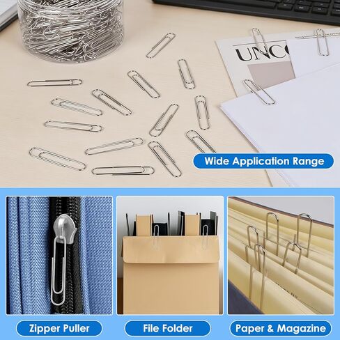 Jumbo Paper Clips, 1200 Pcs Large Paper Clips 2 inch, Silver Smooth Paperclips for Office Supplies in Saudi Arabia