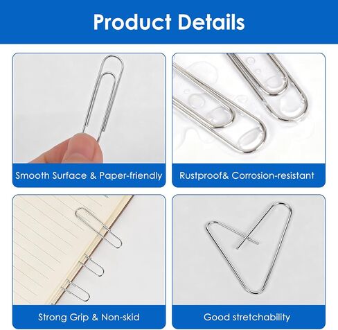 Jumbo Paper Clips, 1200 Pcs Large Paper Clips 2 inch, Silver Smooth Paperclips for Office Supplies in Saudi Arabia