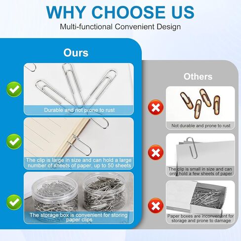 Jumbo Paper Clips, 1200 Pcs Large Paper Clips 2 inch, Silver Smooth Paperclips for Office Supplies in Saudi Arabia