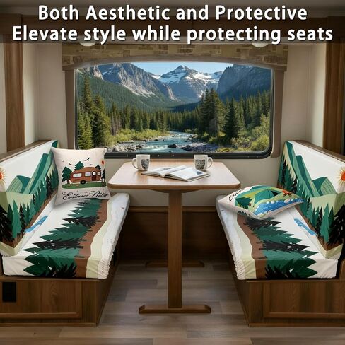 طقم من أغطية وسائد Rv Dinette من Breling، أغطية وسائد Rv Dinette قابلة للغسل وقابلة للغسل، وأساسيات Rv & Camper، وأغطية Loveseat، و2 كيس وسادة، و2 مسند ظهر و2 مقعد (مناظر طبيعية جبلية) in Saudi Arabia