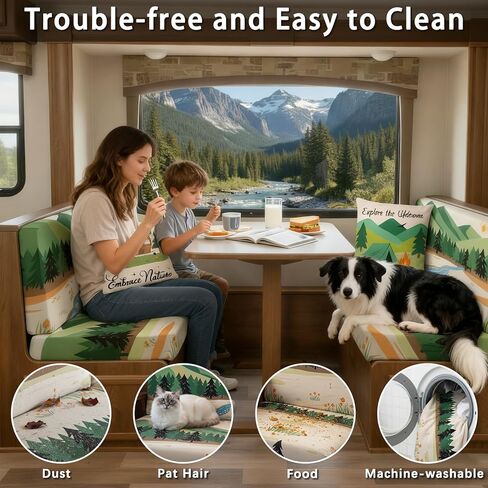 طقم من أغطية وسائد Rv Dinette من Breling، أغطية وسائد Rv Dinette قابلة للغسل وقابلة للغسل، وأساسيات Rv & Camper، وأغطية Loveseat، و2 كيس وسادة، و2 مسند ظهر و2 مقعد (مناظر طبيعية جبلية) in Saudi Arabia