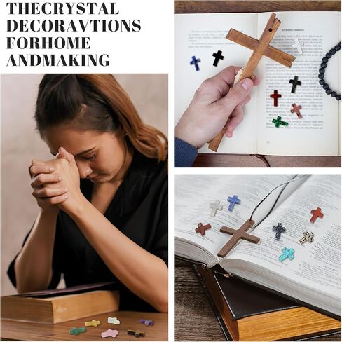 QINJIEJIE Cross Crystal Bulks Healing Crosses Pocket Worry Stones Pocket Crosses 20PCS Palm Stone for Crafts Necklace Bracelet Jewelry Making Easter Halloween Decor Christian Gifts in Saudi Arabia