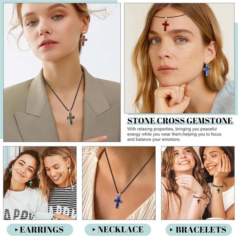 QINJIEJIE Cross Crystal Bulks Healing Crosses Pocket Worry Stones Pocket Crosses 20PCS Palm Stone for Crafts Necklace Bracelet Jewelry Making Easter Halloween Decor Christian Gifts in Saudi Arabia
