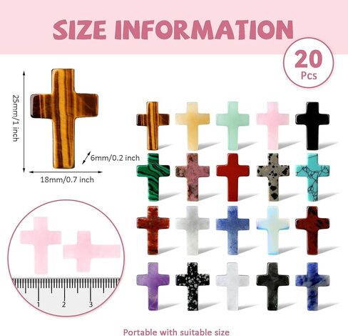 QINJIEJIE Cross Crystal Bulks Healing Crosses Pocket Worry Stones Pocket Crosses 20PCS Palm Stone for Crafts Necklace Bracelet Jewelry Making Easter Halloween Decor Christian Gifts in Saudi Arabia