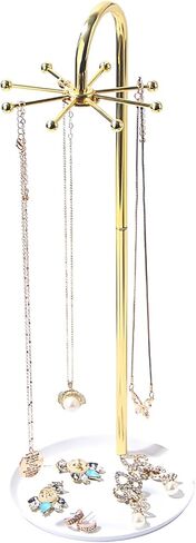 حامل قلادة، عرض قلادة دوارة للبائعين، حامل عرض مجوهرات معدني، رف برج سلسلة معلقة مع 8 خطافات in Kuwait