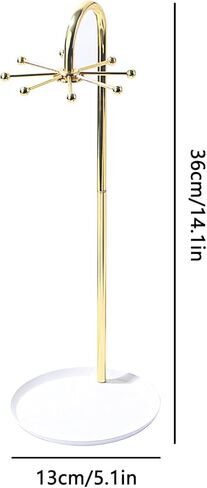 حامل قلادة، عرض قلادة دوارة للبائعين، حامل عرض مجوهرات معدني، رف برج سلسلة معلقة مع 8 خطافات in Kuwait