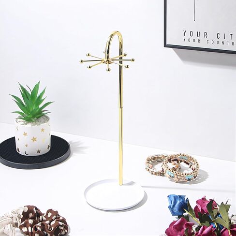 حامل قلادة، عرض قلادة دوارة للبائعين، حامل عرض مجوهرات معدني، رف برج سلسلة معلقة مع 8 خطافات in Kuwait