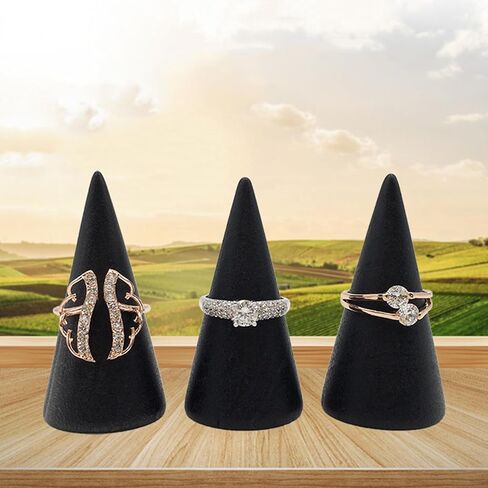 Ring Display Stand 5Pcs Wood Rings Holder Cone Shape Rings Stand Jewelry Display Rack for Business Photoshoot Room Decoration in Saudi Arabia