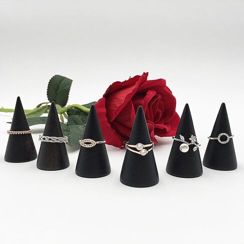 Ring Display Stand 5Pcs Wood Rings Holder Cone Shape Rings Stand Jewelry Display Rack for Business Photoshoot Room Decoration in Saudi Arabia