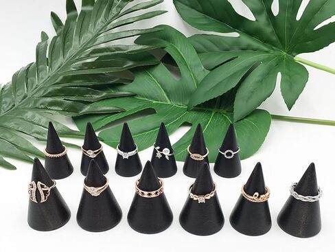 Ring Display Stand 5Pcs Wood Rings Holder Cone Shape Rings Stand Jewelry Display Rack for Business Photoshoot Room Decoration in Saudi Arabia