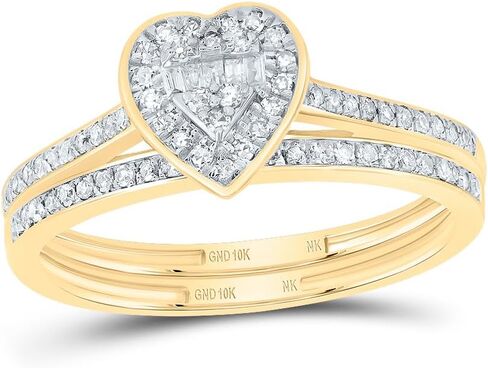 Jewels By Lux 10kt Yellow Gold 1/3 Cttw Natural Diamond Fashion Heart Wedding Engagement Anniversary Bridal Set, Women Size: 5-9 in Saudi Arabia