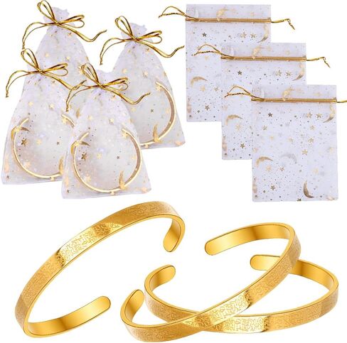 Eforcase Women Islamic Jewelry Gifts Eid Mubarak Gold Bracelet Allah Bangles Cuff for Ayatul Kursi Bracelet Eid Ramadan Party in Saudi Arabia
