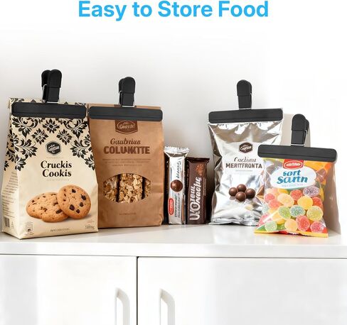 OWLKELA Chip Clips, 6 Pack Black Wide Open Bag Clips for Food Storage, Heavy Duty Seal Grips Plastic Food Clip for Snack, Packages (6 inch x 3.4 inch) in Saudi Arabia