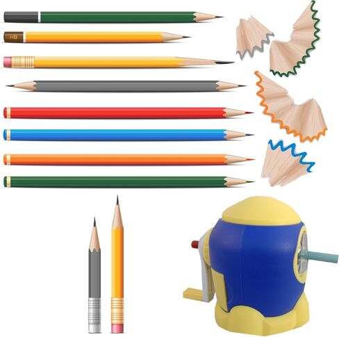 Manual Pencil Sharpener, Hand Crank Sharpener for Kids & Adults, 6.5-8 mm Pencils & Colored Pencils, Portable, Klein Blue with Yellow in Kuwait