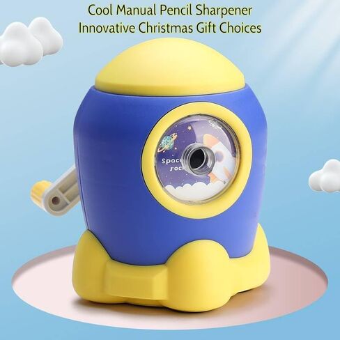 Manual Pencil Sharpener, Hand Crank Sharpener for Kids & Adults, 6.5-8 mm Pencils & Colored Pencils, Portable, Klein Blue with Yellow in Kuwait