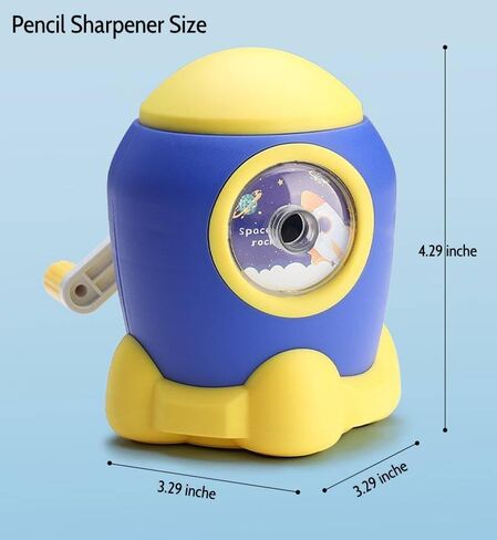 Manual Pencil Sharpener, Hand Crank Sharpener for Kids & Adults, 6.5-8 mm Pencils & Colored Pencils, Portable, Klein Blue with Yellow in Kuwait