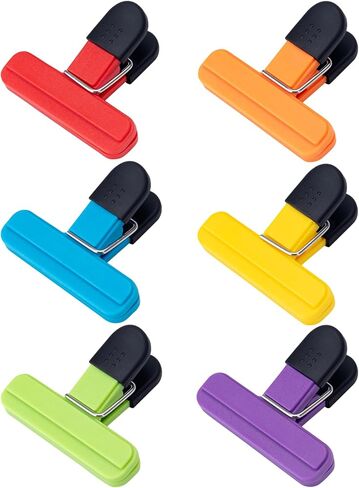 OWLKELA Chip Clips, 6 Pack Black Wide Open Bag Clips for Food Storage, Heavy Duty Seal Grips Plastic Food Clip for Snack, Packages (6 inch x 3.4 inch) in Saudi Arabia