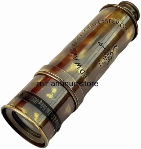 25-Inch Antique Brass Handheld Telescope with Wooden Box – Vintage London 1841 Spyglass, Maritime Collector’s Piece with Functional Optics, Nautical Gift & Home Décor in Saudi Arabia