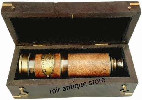 19" Solid Brass Handheld Telescope 1917 Vintage Nautical Spyglass with Optics and Wooden Storage Box – Ideal Collectible or Maritime Gift in Saudi Arabia