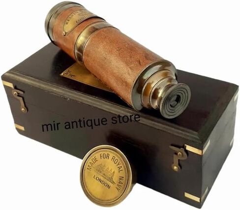 19" Solid Brass Handheld Telescope 1917 Vintage Nautical Spyglass with Optics and Wooden Storage Box – Ideal Collectible or Maritime Gift in Saudi Arabia