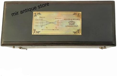 19" Solid Brass Handheld Telescope 1917 Vintage Nautical Spyglass with Optics and Wooden Storage Box – Ideal Collectible or Maritime Gift in Saudi Arabia