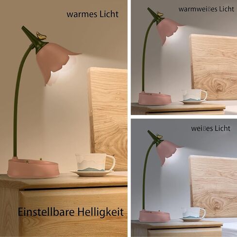 مصباح مكتب للأطفال، مصباح طاولة LED قابل للتعتيم مع 3 درجات حرارة ألوان، مصباح مكتب قابل لإعادة الشحن مع مستشعر باللمس وذراع مرن، مصباح بجانب السرير USB للقراءة والتعلم والعمل (وردي) in Saudi Arabia