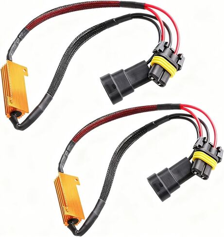 2PCS H7 Car LED Resistor Kit, Anti Flicker 50W Vehicle Signal Headlight Bulb Relay Harness Adapter, Plug-in Automotive LED Bulb Blink Error Troubleshooting Decoder, Universal Fit in Saudi Arabia