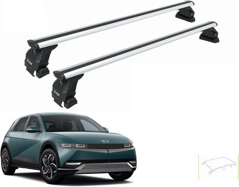 قضبان متقاطعة لحامل السقف لسيارة Hyundai Ioniq 5 (2022-2025) - تناسب نمط تثبيت السقف العاري/العادي، سعة 330 رطلاً، قضبان فتحة T من الألومنيوم، قابلة للقفل، تركيب عالي التحمل بدون مثقاب (أسود، 2qty) in Kuwait