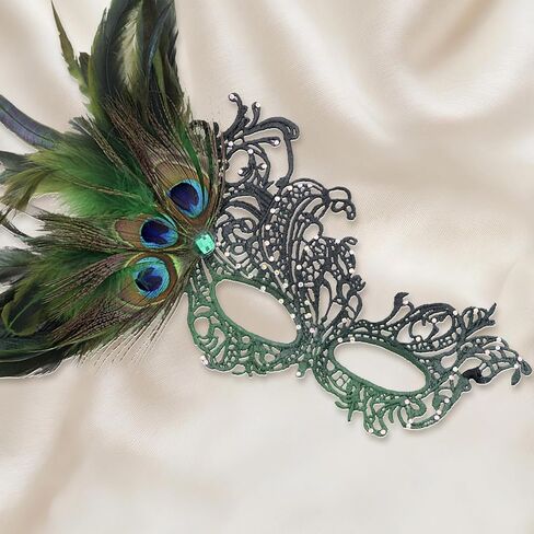 Feather Lace Masquerade Mask for Women, Detachable Feather Mask, for Halloween, Mardi Gras, Carnival, Masquerade Party in Saudi Arabia