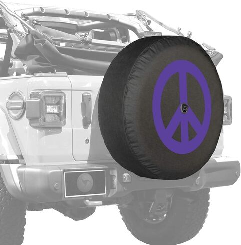 Boomerang - Peace Sign (Purple Print) - 32" Soft JL Tire Cover for Jeep Wrangler JL (with Back-up Camera) - Sport & Sahara (2018-2024) in Saudi Arabia