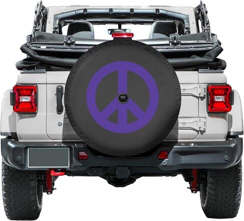Boomerang - Peace Sign (Purple Print) - 32" Soft JL Tire Cover for Jeep Wrangler JL (with Back-up Camera) - Sport & Sahara (2018-2024) in Saudi Arabia