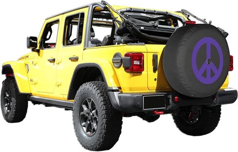 Boomerang - Peace Sign (Purple Print) - 32" Soft JL Tire Cover for Jeep Wrangler JL (with Back-up Camera) - Sport & Sahara (2018-2024) in Saudi Arabia