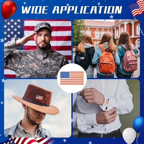 24 Pack American Flag Lapel Pin, Small Rectangle USA Flag Lapel Pin with 50 Stars and 13 Stripes, Made of Metal, Souvenir Hat Jackets Clothes Men Women Patriotic Independence Day in Saudi Arabia