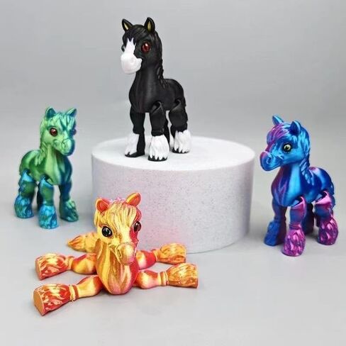 1Pc 3D Printed Horse Simulated Statue Horse Joint Tail Movable Figurine Home Office Decor Random Color in Saudi Arabia