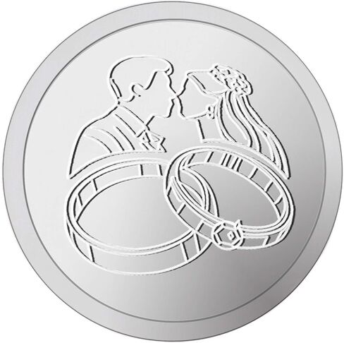 100 قطعة من ملصقات أختام الرقائق المنقوشة، ختم الشمع يبدو ذاتي اللصق لدعوة الزفاف للأظرف والهدايا والبطاقات - فضي (1.5 بوصة) (فضي) in Kuwait