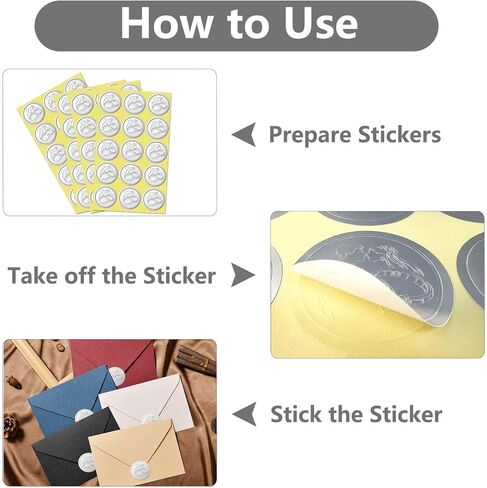 100 قطعة من ملصقات أختام الرقائق المنقوشة، ختم الشمع يبدو ذاتي اللصق لدعوة الزفاف للأظرف والهدايا والبطاقات - فضي (1.5 بوصة) (فضي) in Kuwait