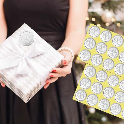 100 قطعة من ملصقات أختام الرقائق المنقوشة، ختم الشمع يبدو ذاتي اللصق لدعوة الزفاف للأظرف والهدايا والبطاقات - فضي (1.5 بوصة) (فضي) in Kuwait