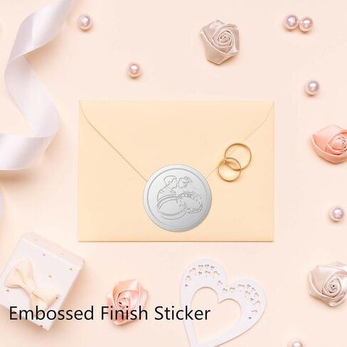 100 قطعة من ملصقات أختام الرقائق المنقوشة، ختم الشمع يبدو ذاتي اللصق لدعوة الزفاف للأظرف والهدايا والبطاقات - فضي (1.5 بوصة) (فضي) in Kuwait