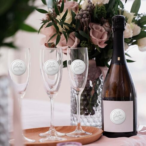 100 قطعة من ملصقات أختام الرقائق المنقوشة، ختم الشمع يبدو ذاتي اللصق لدعوة الزفاف للأظرف والهدايا والبطاقات - فضي (1.5 بوصة) (فضي) in Kuwait