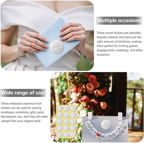 100 قطعة من ملصقات أختام الرقائق المنقوشة، ختم الشمع يبدو ذاتي اللصق لدعوة الزفاف للأظرف والهدايا والبطاقات - فضي (1.5 بوصة) (فضي) in Kuwait