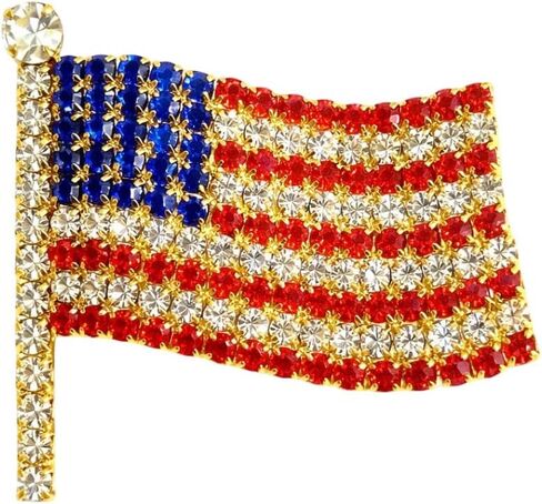 Rhinestone American Flag Brooch Pin for Women & Men – Crystal USA Flag Lapel Pin, Alloy Patriotic Badge for 4th of July, Veterans Day, Memorial Day & Formal Wear in Saudi Arabia