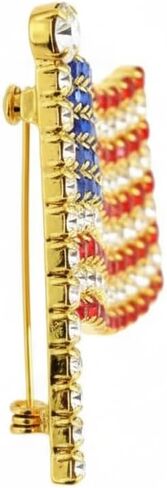 Rhinestone American Flag Brooch Pin for Women & Men – Crystal USA Flag Lapel Pin, Alloy Patriotic Badge for 4th of July, Veterans Day, Memorial Day & Formal Wear in Saudi Arabia