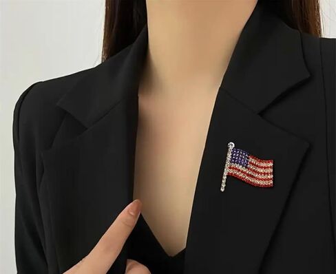 Rhinestone American Flag Brooch Pin for Women & Men – Crystal USA Flag Lapel Pin, Alloy Patriotic Badge for 4th of July, Veterans Day, Memorial Day & Formal Wear in Saudi Arabia
