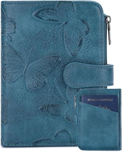 BELTANA Small Wallet Women RFID Blocking Bifold Vegan Leather Slim Womens Wallet with Passport Holder and Zipper Coin Pocket,Ladies Wallets for Women Butterfly Design (Pulple) in Saudi Arabia