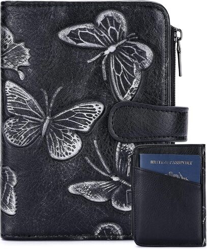 BELTANA Small Wallet Women RFID Blocking Bifold Vegan Leather Slim Womens Wallet with Passport Holder and Zipper Coin Pocket,Ladies Wallets for Women Butterfly Design (Pulple) in Saudi Arabia